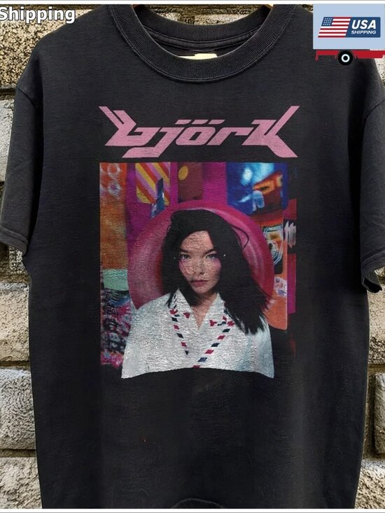 Teresa D Tops - Bjork Tour 1996 Unisex Black T-shirt 257